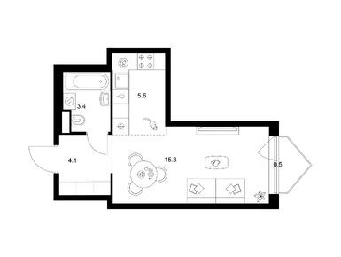 Планировки студии в Строгино 360