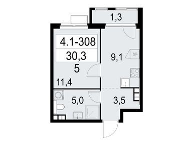 Планировки однокомнатные в ЖК «Южные Сады»