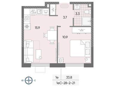 Планировки однокомнатные в ЖК «Лучи»