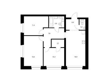 Планировки трехкомнатные в Полар