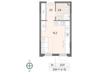 Студия 22.92 кв.м, ЖК «Лучи», 8 691 557 руб.