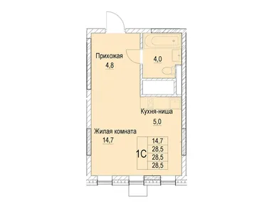 Студия 28.50 кв.м, ЖК «Отрадный», 8 407 500 руб.