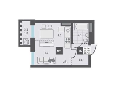 Планировки однокомнатные в ЖК «Зеленоград Ривьера»
