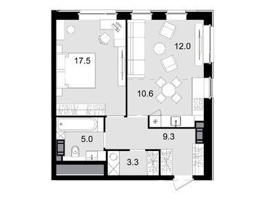 2-комнатная 56.60 кв.м, ЖК Crystal Трилогия (Кристалл Трилогия), 28 922 600 руб.