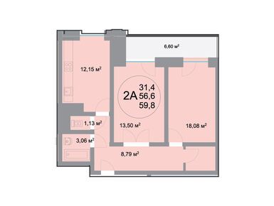 Планировки двухкомнатные в ЖК «28 микрорайон» (ЖК «Преображенский квартал»)