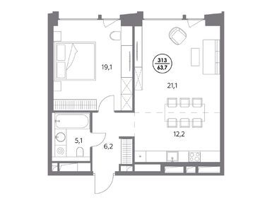 1-комнатная 63.70 кв.м, ЖК «Монблан», 69 278 200 руб.