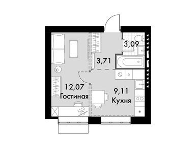 Планировки однокомнатные в ЖК «Жаворонки Клаб»