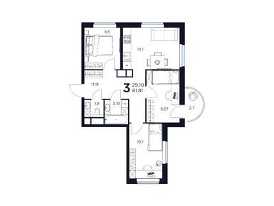 Планировки трехкомнатные в ЖК «Восток II»