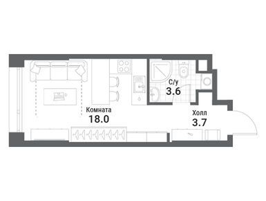 Планировки студии в Жилой остров Nagatino i-Land (Нагатино ай-лэнд)
