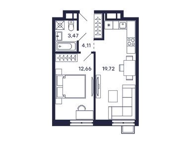 1-комнатная 39.96 кв.м, ЖК «Тетрис», 12 624 922 руб.