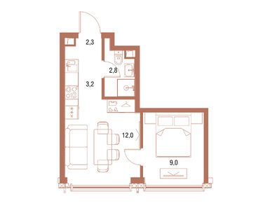 Планировки однокомнатные в ЖК Symphony 34 (Симфония 34)