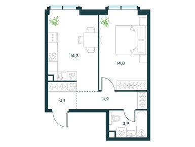 1-комнатная 41.00 кв.м, Левел Павелецкая Сити, 24 335 837 руб.