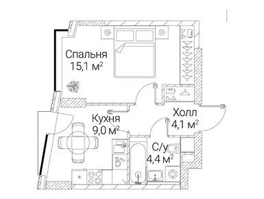 1-комнатная 32.60 кв.м, ЖК «Сезар Будущее», 24 456 520 руб.