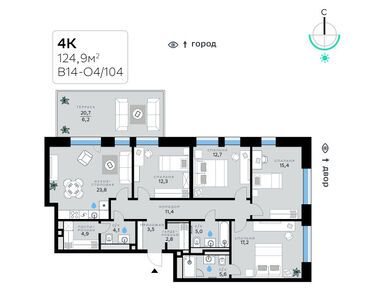 Планировки четырехкомнатные в ЖК «СберСити»