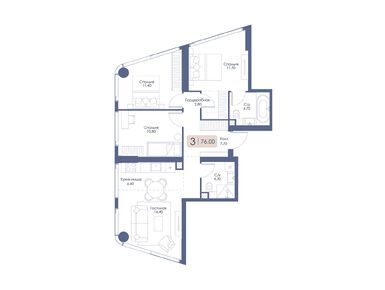 Планировки трехкомнатные в ЖК «А22»