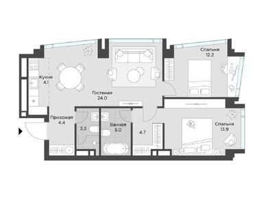 Планировки 2-к. апартаменты в AHEAD