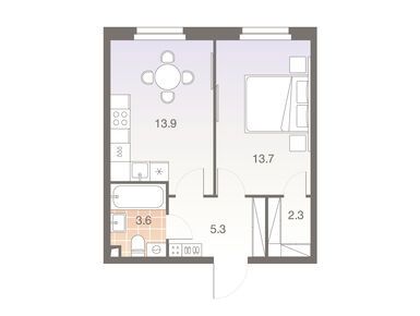 1-комнатная 38.80 кв.м, ЖК Twelve (Твелв), 21 072 280 руб.