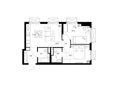 Планировки двухкомнатные в 2-й Иртышский