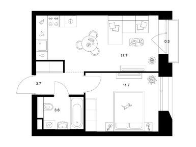 1-комнатная 37.00 кв.м, Онежский вал, 17 434 400 руб.