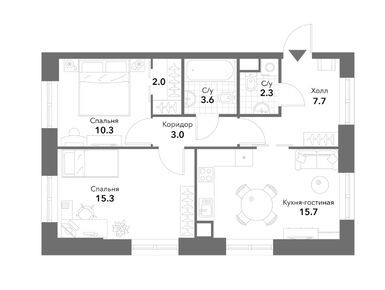 Планировки 2-к. апартаменты в Жилой комплекс Voxhall (Воксхолл)