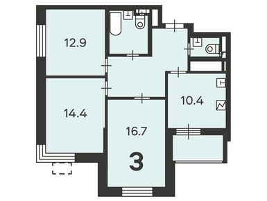 Планировки трехкомнатные в Жилой дом «Ташкентская ул., д. 15»