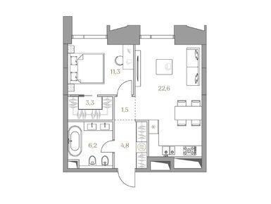 1-комнатная 49.70 кв.м, ЖК Luzhniki Collection (Коллекция Лужники), 79 971 000 руб.