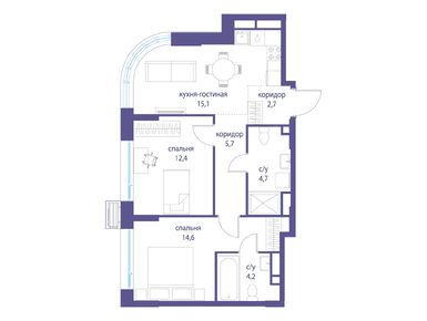 Планировки двухкомнатные в Жилой квартал «Символ»