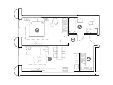 Планировки 2-к. апартаменты в NAMETKIN TOWER (Наметкин Тауэр)