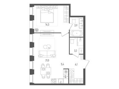 1-комнатная 54.00 кв.м, ЖК PAVE (Пэйв), 30 526 200 руб.