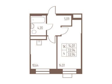 1-комнатная 33.90 кв.м, ЖК «Западная Ивантеевка», 6 432 031 руб.