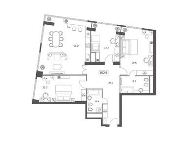 4-комнатная 151.00 кв.м, ЖК Sky House (Скай Хаус), 80 030 000 руб.