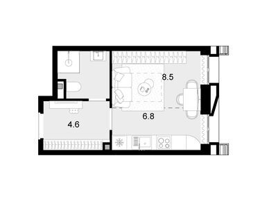 Планировки однокомнатные в ЖК «Новая Звезда II очередь»