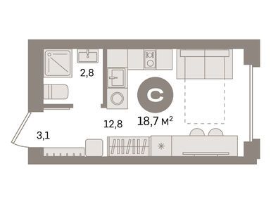 Студия 18.70 кв.м, ЖК «Первый квартал», 4 710 000 руб.