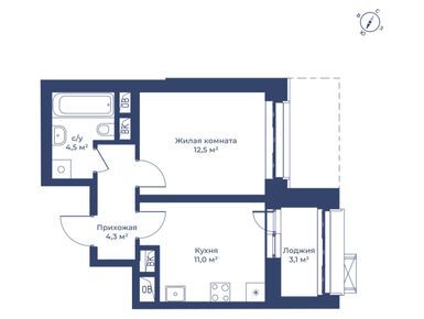 Планировки однокомнатные в ЖК «Цветочный Город»