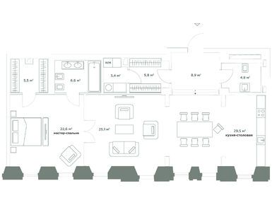 1-комнатные 112.00 кв.м, Комплекс особняков «Камергер», 216 000 000 руб.