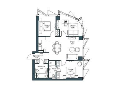 Планировки трехкомнатные в ЖК Famous (Фэймос)