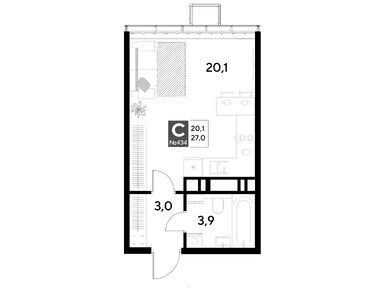 Планировки студии в ЖК «Снегири»