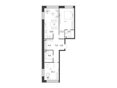 Планировки двухкомнатные в Жилой квартал Shagal (Шагал)