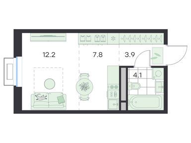 Планировки студии в ЖК «G3 Михалевич»