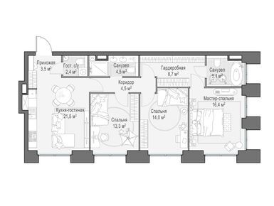 Планировки трехкомнатные в Квартал Life Time