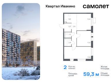 Планировки двухкомнатные в ЖК «Квартал Ивакино»