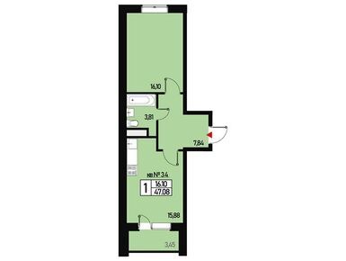 1-комнатная 43.00 кв.м, Эко-район «Борисоглебское», 7 333 000 руб.