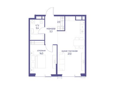 1-комнатная 55.70 кв.м, ЖК «Начало», 61 604 200 руб.