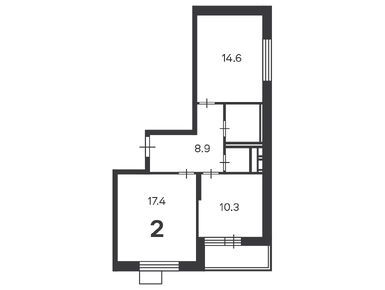 Планировки двухкомнатные в Жилой дом «Харьковский пр-д, д. 1А, к. 2»