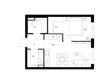 Планировки однокомнатные в Бунинская набережная