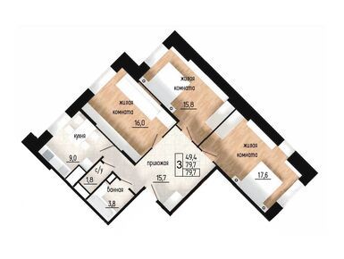 Планировки трехкомнатные в ЖК «Литейный»