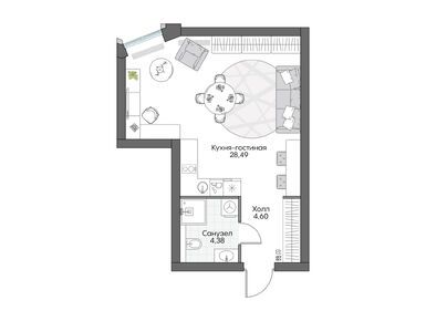 Студия 37.28 кв.м, Insider (Инсайдер), 16 604 885 руб.