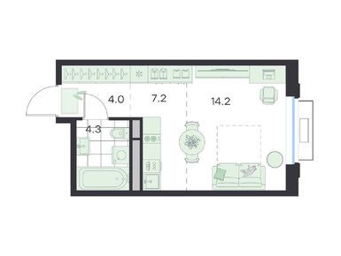 Студия 29.70 кв.м, ЖК «Джи Три Михалевич», 5 667 654 руб.