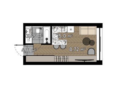 Планировки студии в Квартал «Серебряный бор»