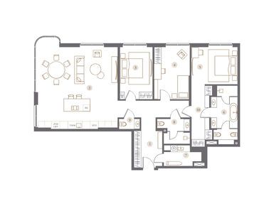 Планировки трехкомнатные в Клубный дом TURGENEV (Тургенев)